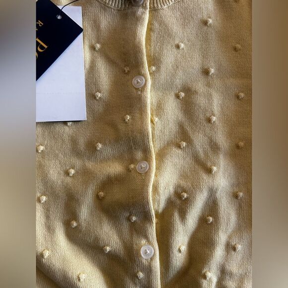 NWT Polo Ralph Lauren Girls Jacket Yellow 6X Knit-Cotton Cardigan - Picture 4 of 5